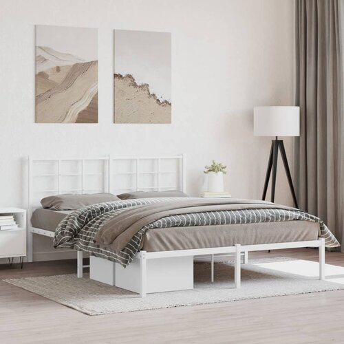 Metalni okvir za krevet s uzglavljem bijeli 150x200 cm Cijene