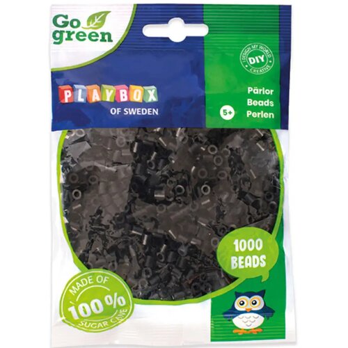 Playbox PlayBox: Go Green 5mm MIDI likalne perle, 1000 kosov, črne barve. Slike