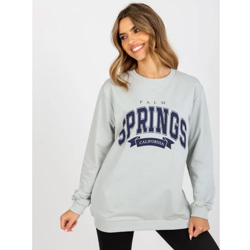 Fashion Hunters Gray and navy blue sweatshirt without a hood with pockets