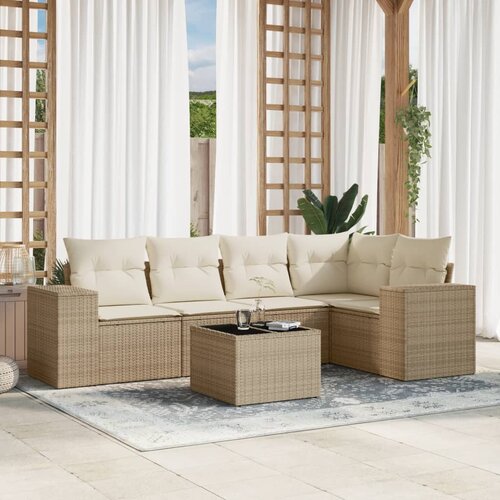 VidaXL 6-dijelni set vrtnih sofa s jastucima bež od poliratana Slike