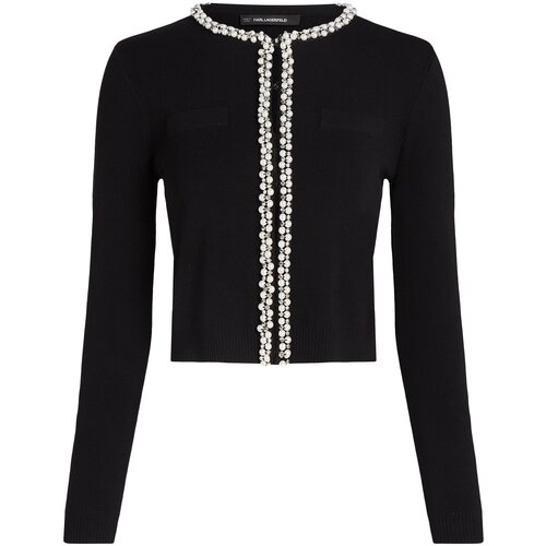 Karl Lagerfeld Kardigan 'Essential Pearl' crna / bijela Cijene
