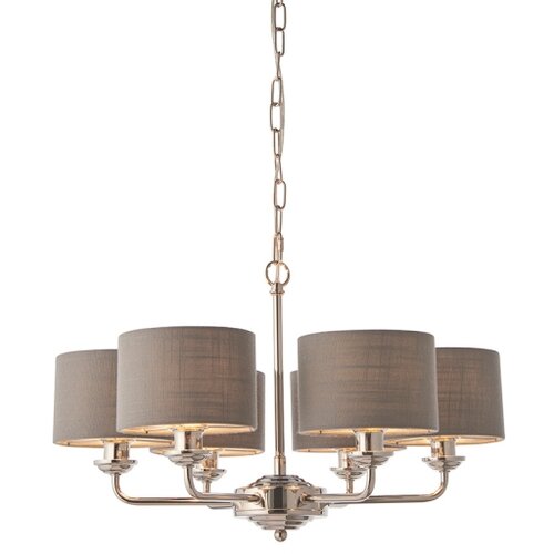  Endon 94381 - Luster na lancu HIGHCLERE 6xE14/28W/230V siva/sjajni hrom Slike
