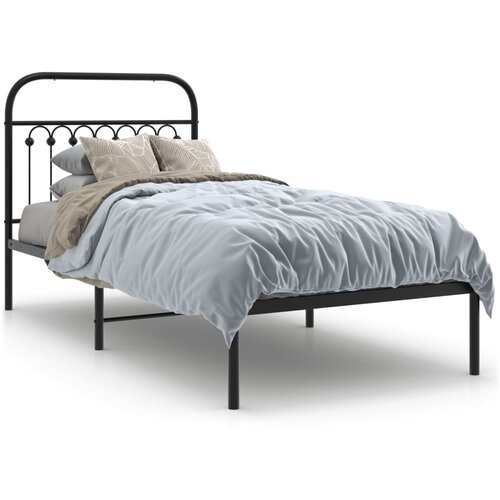 VidaXL Metalni okvir za krevet s uzglavljem crni 90x190 cm Slike