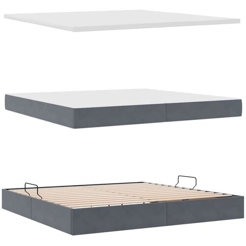 VidaXL krevet s prostorom za pohranu s led-om tamno siva 200 x 200 cm Slike