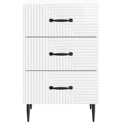  Noćni ormar s ladicama Bijela visokog sjaja 43 x 41 x 66 5 cm - Bijela visokog sjaja Slike