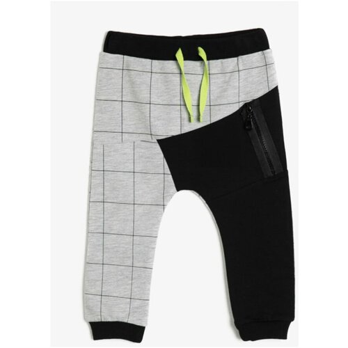 Koton Unisex Gray Color Block Trousers Slike