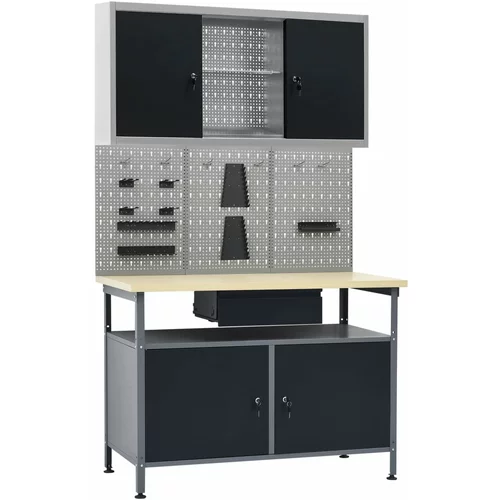 vidaXL Radni stol s tri zidne ploče i jednim ormarićem