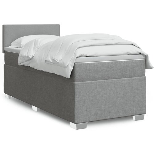 VidaXL Box spring postelja z vzmetnico svetlo siva 80x200 cm blago Slike