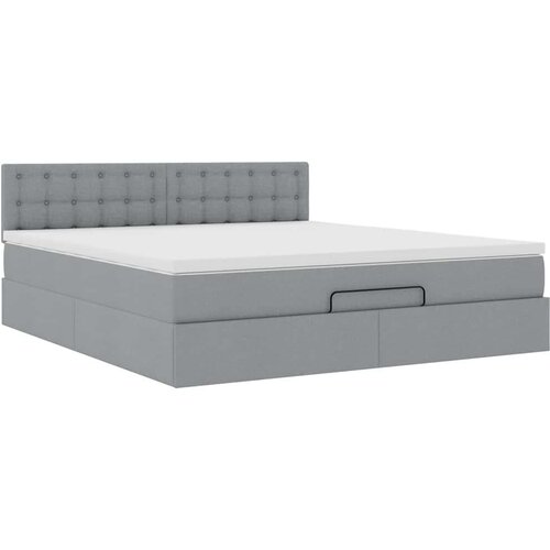 VidaXL Otomanski krevet s madracem svijetlosivi 180x200cm od tkanine Slike