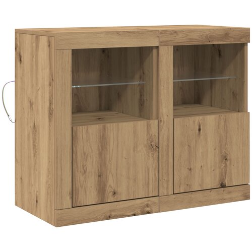 VidaXL Stranske omare z LED lučmi 2 kosa Artisan hrast 41x37x67 cm Slike