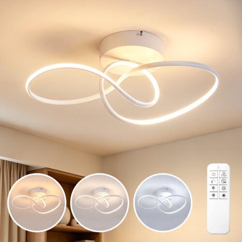 Nettlife sodobna bela LED stropna svetilka z ovitim dizajnom, 24 W, za notranje prostore in hodnik, z daljinskim upravljalnikom, (5000491468) Slike