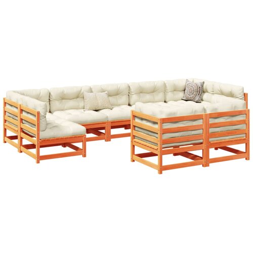 vidaXL 9-dijelni set vrtnih sofa s jastucima voštano smeđi od borovine Cijene