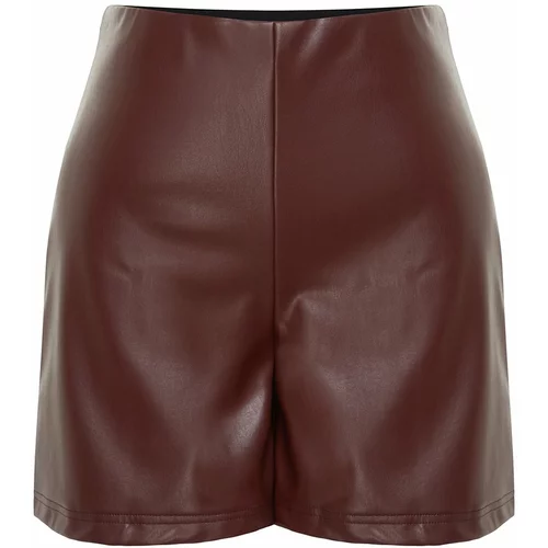 Trendyol Curve Burgundy Faux Leather Shorts Bermuda