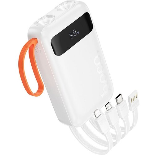 Powerbank Hoco 10000 mAh sa ugradenim kablovima USB A + USB C+ Lightning + Micro USB i dvojnim svetlom J151 beli Cene