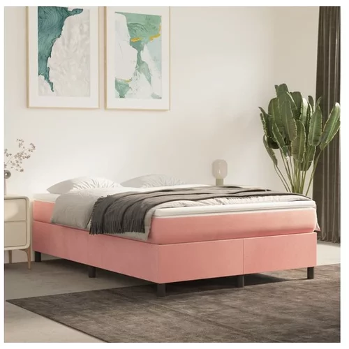  Box spring postelja z vzmetnico roza 140x190 cm žamet