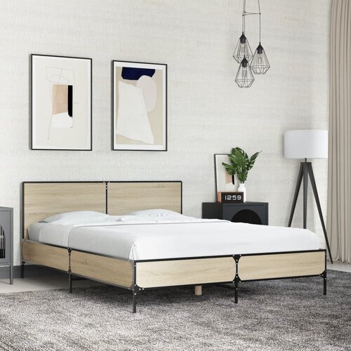 Furnova Posteljni okvir sonoma hrast 135x190 cm inž. les in kovina, (21934928) Slike