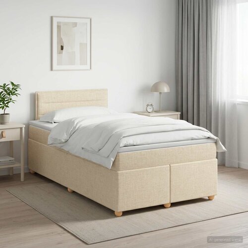  Boxspring krevet s madracem Krem 120 x 190 cm Tkanina Cene