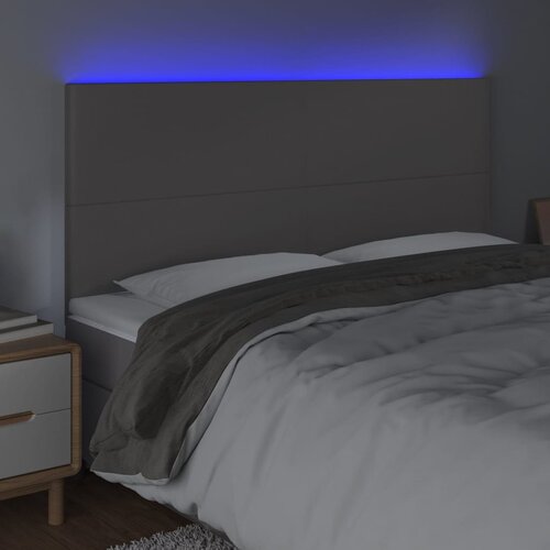  LED uzglavlje sivo 200x5x118/128 cm od umjetne kože Slike