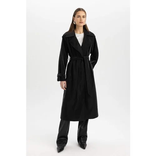 Defacto Regular Fit Faux Leather Trench Coat