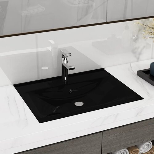 vidaXL luksuzni keramički pravokutni umivaonik crni 60 x 46 cm Cijene