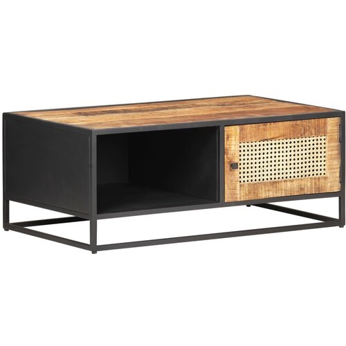 The Living Store Klubska mizica 90x50x35 cm robusten mangov les in naravni trst - Klubska Mizica, (21573463) Slike
