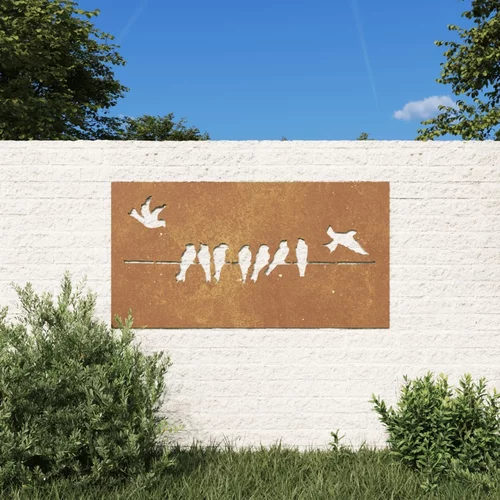 vidaXL Vrtni zidni ukras 105 x 55 cm od čelika COR-TEN s uzorkom ptica