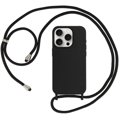  Liquid silikonski ovitek za iPhone 15 Pro - črn z vrvico