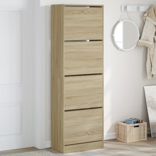 Furnova Omarica za čevlje s 4 predali sonoma hrast 60x34x187,5 cm, (21955749) Slike