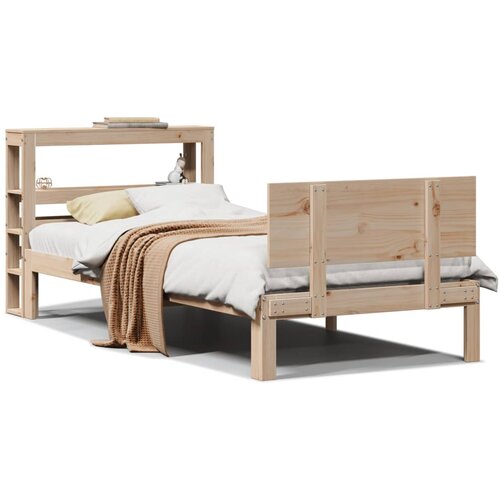 Maison Chic Posteljni okvir - Enojna postelja - Postelja za odrasle z vzglavjem 100x200 cm trdna borovina, (21693595) Cene