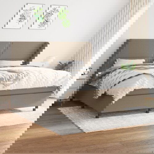 The Living Store Box spring postelja z vzmetnico taupe 160x200 cm blago - Box Spring Postelja, (21455846) Slike