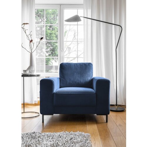 Miuform Temno moder fotelj iz rebrastega žameta Lofty Lilly &amp;ndash; Slike
