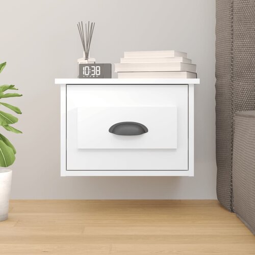 The Living Store Stenska nočna omarica visok sijaj bela 41,5x36x28 cm - Stenska Nočna Omarica, (21432737) Cene