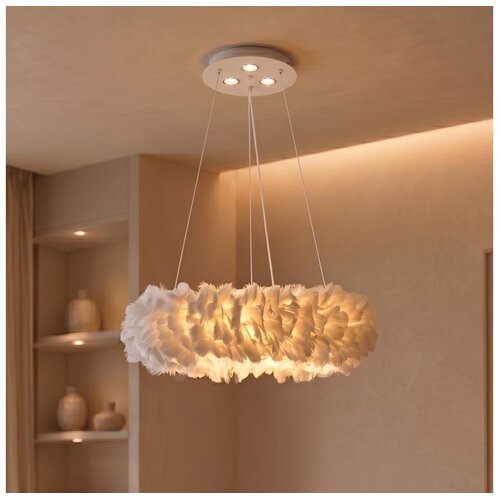 Brilagi LED luster na sajli FEATHER 3xE27/40W/230V + 3xLED/3W prečnik 40 cm bela Slike