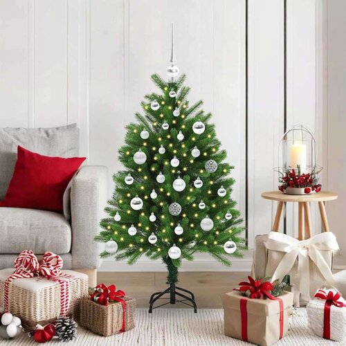 vidaXL Božično drevo med 150 LED z stojalom Zelena 120 cm PE Cene