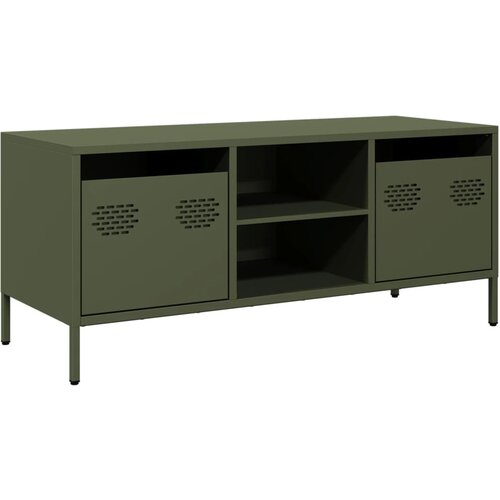 Maison Chic TV omarica - TV enota - Televizijska omarica olivno zelena 101,5x39x43,5 cm hladno valjano jeklo, (21701097) Cene