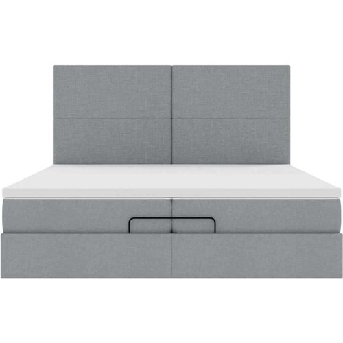 VidaXL okvir kreveta s madracima svijetlosivi 200x200cm od tkanine Slike
