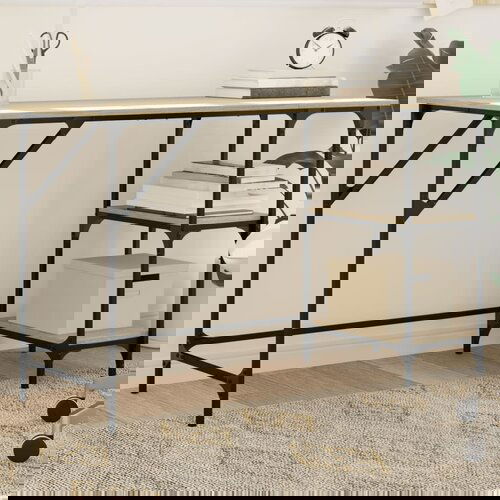 VidaXL Radni stol boja hrasta 120x50x75 cm metal i konstruirano drvo Slike