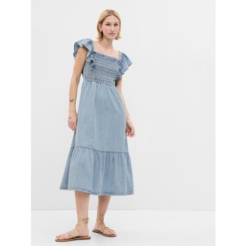 GAP Denim midi dress with frills - Women Slike