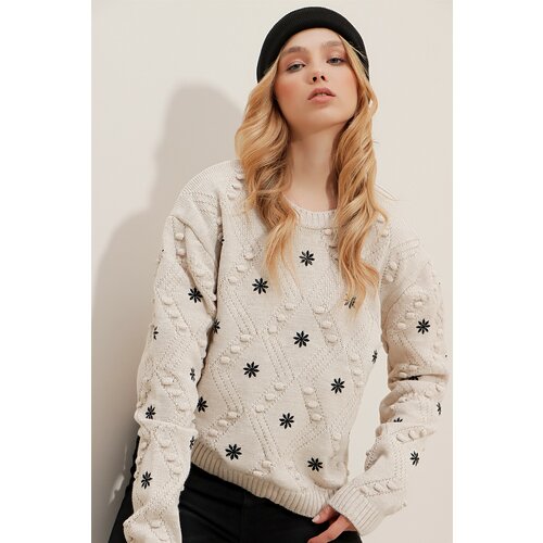Trend Alaçatı Stili Sweater - Beige - Regular Cene