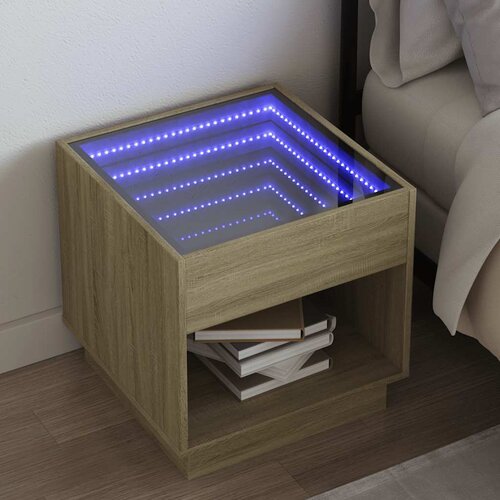  Noćni ormarić s beskonačnim LED boja hrasta sonome 50x50x50 cm Cene