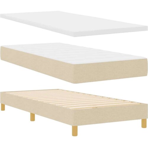  Boxspring - Krevet s oprugama s madracem Krema 90 x 190 cm tkanina Slike