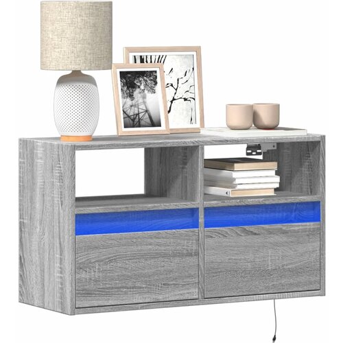 vidaXL Stenska TV omarica z LED lučkami siva sonoma 80x31x45 cm Cene
