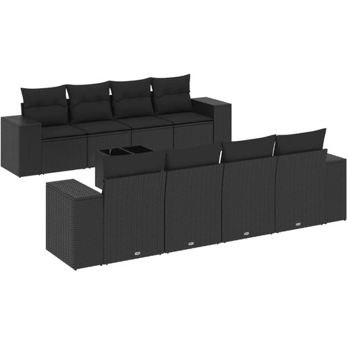  9-dijelni set vrtnih sofa s jastucima crni od poliratana Crna 83 x 62 x 69 cm Slike