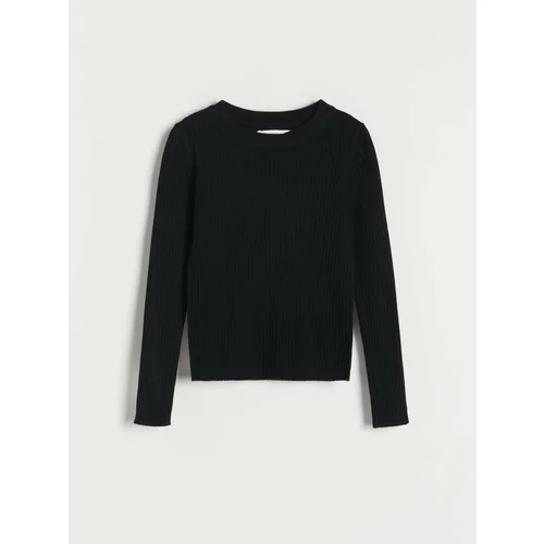Reserved rebrast pulover - črna
