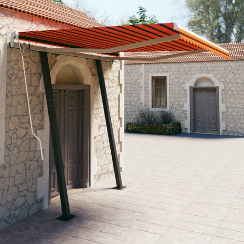 VidaXL Avtomatsko zložljiva tenda s stebrički 3x2,5 m oranžna in rjava Slike