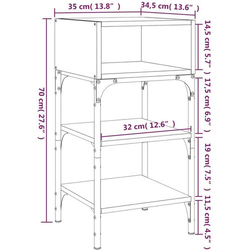 VidaXL Noćni ormarići 2 kom boja hrasta 35x34 5x70cm konstruirano drvo Slike