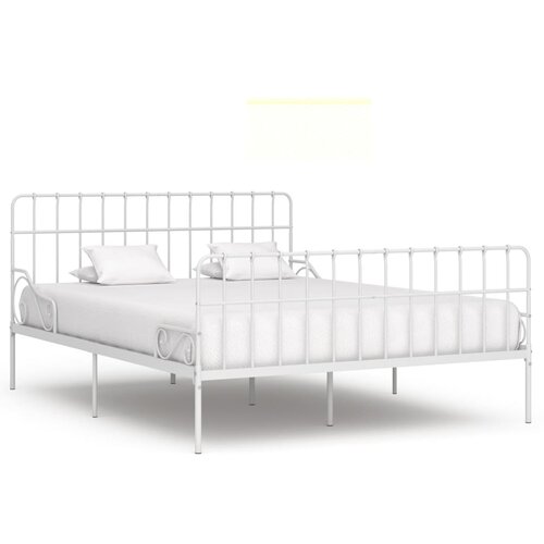 vidaXL Posteljni okvir z letvenim dnom bel kovinski 200x200 cm Cene