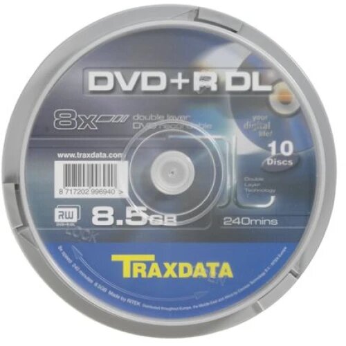 Traxdata OPTIČKI MEDIJ DVD+R DUAL LAYER 8X CAKE 10 Cijene