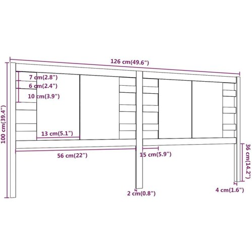  Uzglavlje sivo 126 x 4 x 100 cm od masivne borovine Slike