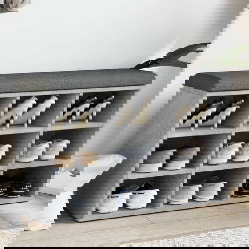  The Living Store Klop za čevlje betonsko siva 82x32x50 cm inženirski les - Klop Za Čevlje, (21486003) Slike